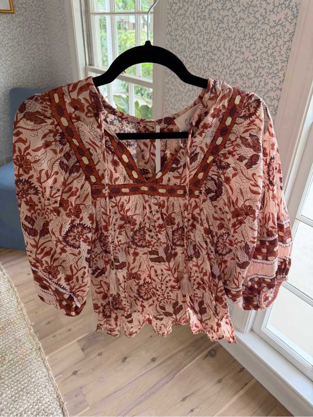 Cleobella Rust and Cream Floral Boho Tunic